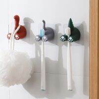 Cartoon Animal Tail Hook Cute Childrens Toothbrush Holder Perforation-free Traceless Stick Hooks Bathroom Tooth Brush Rack NEW