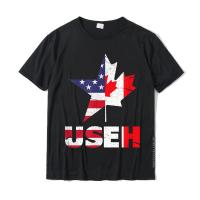 Us Eh Funny Canada American Flag T-Shirt Design Tshirts For Men Cotton Tees Cosie