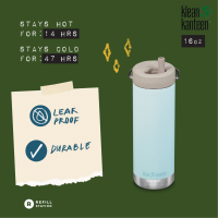 Klean Kanteen ขวดน้ำเก็บอุณหภูมิ รุ่น TKWide 2021 ขนาด 16 oz ของแท้ TWIST CAP ฝามีหลอด