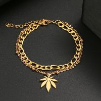 Stainless Steel Chain Bracelet New Trendy Classic Maple Leaf Amulet Bracelets Pendant For Men Women Jewelry Party Friends Gifts