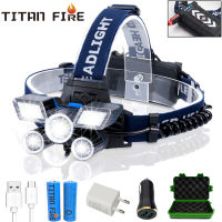 T20 LED Headlamp High Lumens LED Light Ultra Bright 9 Modes Headlight USB Rechargeable Flashlight Waterproof For Fishing Hunting