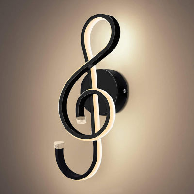 Metal LED Musical Note Wall Lamp Bedside Spiral Night Light Music Clef Shape Home Indoor Living Room Decoration Lighting