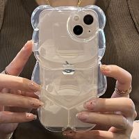 [yqcx001 sell well] Ins Korean Cute 3D Love Heart Bear Transparent Phone Case For iPhone 14 13 12 11 Pro XS Max X XR Cartoon Shockproof Soft Cover