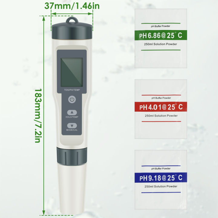 เครื่องวัดค่า-ph-แบบดิจิตอล-เครื่องวัดค่า-ph-มิเตอร์พีเฮช-tds-อุณหภูมิน้ำพร้อมจอแสดงผลแบ็คไลท์มิเตอร์วัดมิเตอร์พีเฮชทดสอบค่าพีเอชมิเตอร์กรองน้ำแบบพกพาสำหรับตู้ปลา