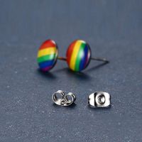 Feng Qi shop stainless steel rainbow earrings for men and women gift jewelry