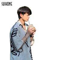 Suikone เสื้อเชิ้ตแขนสั้นผู้ชายย้อนยุคสไตล์ญี่ปุ่นหลวมสบาย ๆ พิมพ์ลายความรู้สึกระดับไฮเอนด์อินเทรนด์ของฮาวาย