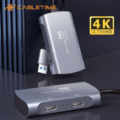 CABLETIME USB 3.0 4K HDMI Capture Card to USB HD 1080P HDMI Loop Port for Video Live Steaming Game Recording C386 Adapters Cables