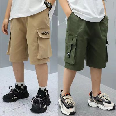 KON462 เสื้อผ้าเด็กเด็กผู้ชาย กางเกงขาสั้นฤดูร้อน กางเกงขายาวสีอ่อน สบาย ๆ และหลวม