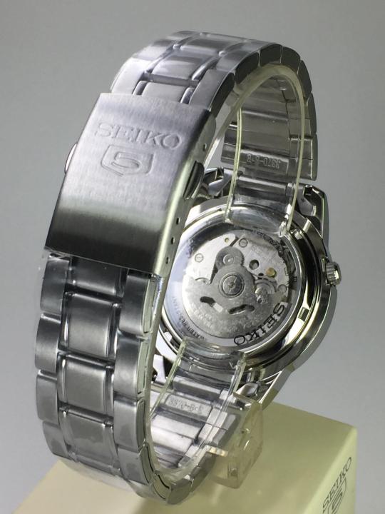 นาฬิกาข้อมือผู้ชาย-ไซโก้-seiko-5-รุ่น-snkk31k1-automatic-21-automatic-mens-watch-stainless-หน้าปัทม์สีดำ-สายสีเงิน-ของเเท้-100-cafenalika