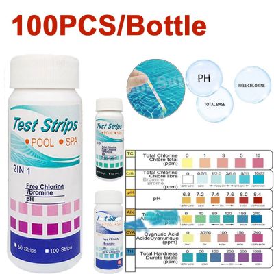 100pcs/Bottle PH Test Strips Water Quality Test Paper Strip Residual Chlorine Alkalinity Hardness Tester For Swimming Pool Inspection Tools