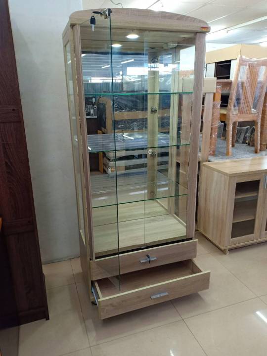 ตู้โชว์-havana-80-cm-model-sh-80-g-ดีไซน์สวยหรู-สไตล์เกาหลี-2-บานเปิด-2-ลิ้นชัก-สินค้าขายดี-แข็งแรงทนทาน-ขนาด-80x47x180-cm