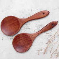 ☈✱ Long Lifespan Durable Wooden Color Rice Meal Spoon Solid Rice Spoon Eco-friendly for Home