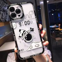 เคสโทรศัพท์การ์ตูนนักบินอวกาศโปร่งใสสำหรับ iPhone 11 12 13 Pro Max XS X XR 7 8 Plus SE 2020ฝาหลังบั๊มเปอร์น่ารัก