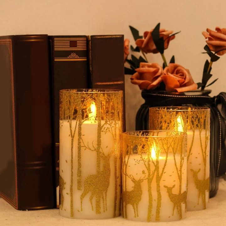 1set-led-electronic-candle-light-sticker-lampshade-home-decoration-decorative-candle-plastic