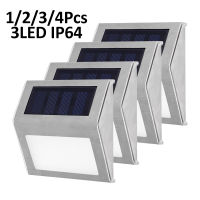 Stainless Steel 3 LED Solar Stair Lights Outdoor Courtyard Pathway Lamps Waterproof Street Garden Yard Lamp 1234Pcs