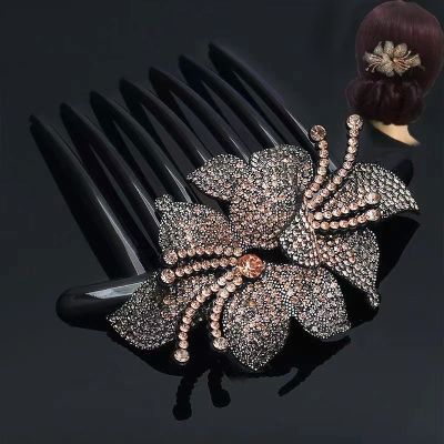 Korean version of the new flower rhinestone hair accessories color seven-tooth comb fashion womens headdress