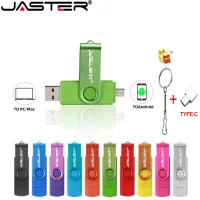 JASTER 3 In 1 USB แฟลชไดร์ฟความเร็วสูง OTG ไดร์ฟปากกา64GB 32GB อะแดปเตอร์ TYPE-C ของขวัญ16GB ไมโคร USB USB แท่งแฟลชไดร์ฟสีแดง