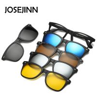 5 in 1 Sunglasses Men Magnetic Clip On Lens Glasses Polarized Driving Fishing For Myopia Eyeglasses Frame