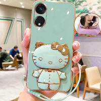 เคสสำหรับ โทรศัพท์ VIVO Y02S Y77 5G Y16 Y02 Y02T Y02A พร้อมกระจกและสายรัดสั้น