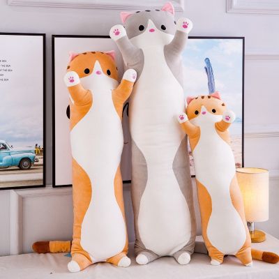 【YF】 50-130cm Long Cat Pillow Plush Toys Kawaii Big Size Animal Nap Soft Office Sleeping Decor Cushion Stuffed Doll Kids Gift