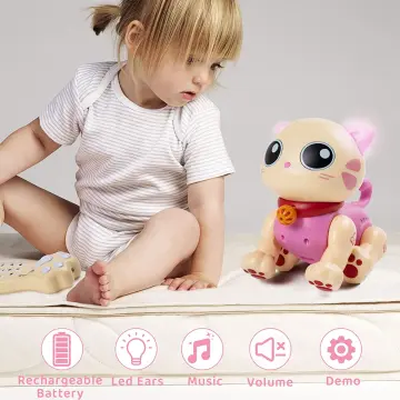 Robot Cat Toy For Boys And Girls, Interactive Remote Control Kitty Toys For  Kids With Program, Music, Sound, Led, Little Girl Gifts Rc Pet For Birthda