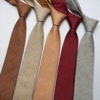 Fashion Tie Jacquard Imitation Linen Solid Color Tie Men Casual Business Tie Boys Clothing