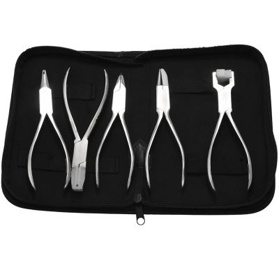 5Pcs Stainless Steel Optic Eye Glasses Optician Eyeglasses Frame Repair Optical Pliers Tools Kit with Black Pouch Bag