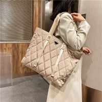 Designer Brand Women Tote Bag Rhombus Check Shoulder Bags Large Capacity Female Nylon Handbag High Quality Triangle logo