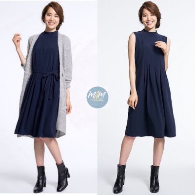 ยู นิ โคล่  ชุดเดรส แขนกุด Crepe Tuck Dress มือสอง สภาพเหมือนใหม่