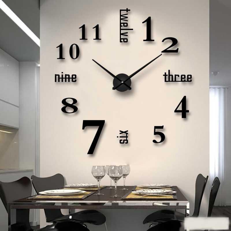 Neu Morn 3D Mirror Surface Wall Clock Sticker Home Office Hot Sale Nett 