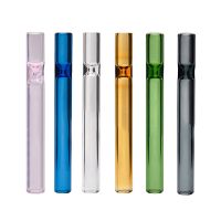 ✽ Multicolor Clear Glass Tube Drinking Straws Reusable Glass Tube with Protective Sleeve Water Drinking Straw