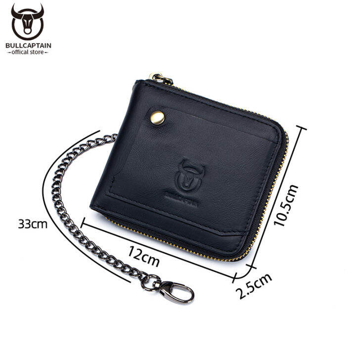 top-bullcaptain-high-quality-cowhide-wallet-for-mens-business-gatherings-multi-card-slot-anti-lost-zipper-design-rfid-anti-theft-brush-change-wallet