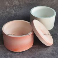 Large Size Round Storage Box With Lid Concrete Planter Silicone Mold Cement Flowerpot Plaster Pen Holder Container Resin Mould