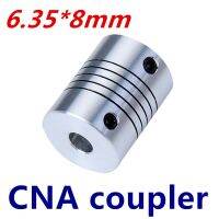 Free shipping 10 pcs/lot D19mmXL25mm inner 6.35X8mm flexible couplings Aluminium CNC Stepper Motor Flexible Shaft Coupler 6.35x8