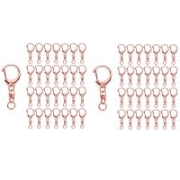 100 Pcs Rose Gold Keychain, Spring Snap Key Ring with Chain and Jump Rings, DIY Key Chain Parts for Craft Hanging Buckle