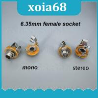 xoia68 Shop 5pcs 1/4" 6.35mm Mono stereo 2 3 pin Pole Female Panel Mount power socket Connector 6.5 Audio cable Jack plug Solder Adapter q1