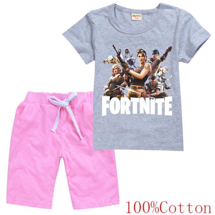 fortnites-เสื้อยืดชุดสาวเด็กแขนสั้นเสื้อทีกางเกงขาสั้น8256บุคลิกภาพเสื้อยืดสันทนาการการ์ตูนกางเกงขาสั้นแฟชั่นใหม่เกาหลี