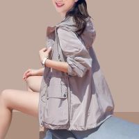 【YF】 2022 Summer New Hooded Sun Protection Clothing Womens Slim Jackets Thin Beach Breathable Long-Sleeved Coat Female Tide