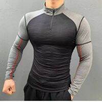 Long Sleeve Zipper Sports Mens Spring and Autumn Stretch Quick-Drying Tights Fitness Running Training Wear Personal Trainer Work Clothes 11SR g