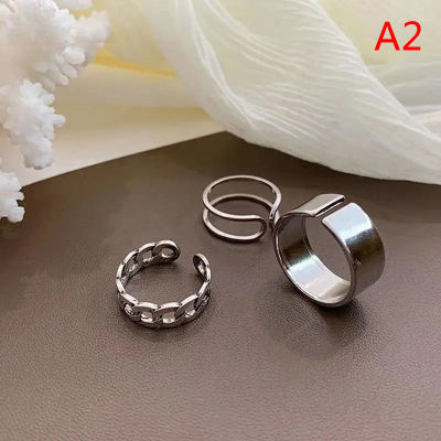 💖【Lowest price】MH ชุดแหวนเปิดสไตล์ฮิปฮอปพังค์3ชิ้น 4ชิ้นแหวนสตรีแหวนโลหะผีเสื้อ