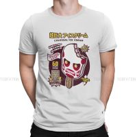 Colosso Ice Cream Round Collar Tshirt Attack On Titan Anime Pure Cotton Basic T Shirt Men Tops Fashion Big Sale