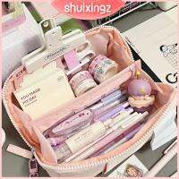 SHUIXINGZ สีทึบทึบ กระเป๋าใส่ปากกา ของขวัญสำหรับนักเรียน จุได้มาก กระเป๋าเก็บเครื่องเขียน คาวาอิ ช่องเปิดขนาดใหญ่ กล่องปากกา อุปกรณ์สำนักงานโรงเรียน