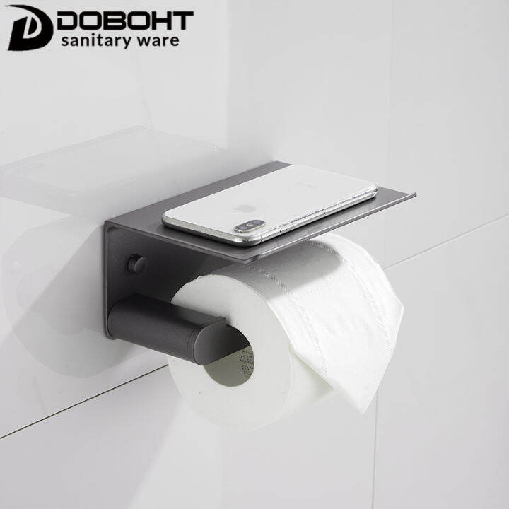 DOBOHT Metallic Grey Color Aluminum Bathroom Tissue Holder Toilet Roll