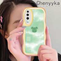 เคส Chenyyka สำหรับ Huawei P30 P30 Pro P30 Lite แฟชั่นลายหมีสีเขียวขอบเป็นลอนเคสมือถือกันกระแทกแบบใสนิ่มเคสป้องกันซิลิกาเจลโปร่งใสลายกล้องถ่ายรูปสุดสร้างสรรค์