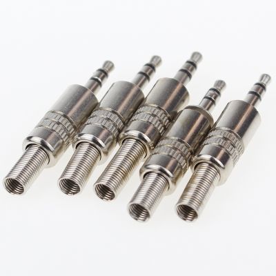 【YF】 5 pcs 3.5mm 3-Pole Stereo Metal Plug Connector 3.5   Jack Adapter With Soldering Wire Terminals