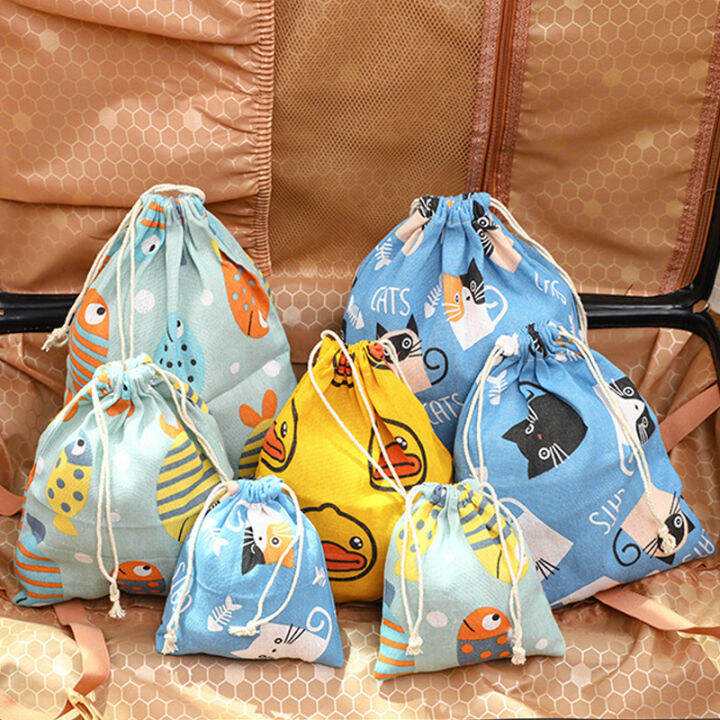 ready-stock-korean-cotton-linen-gift-storage-bag-drawstring-travel-clothes-toy-organize-cloth-bag