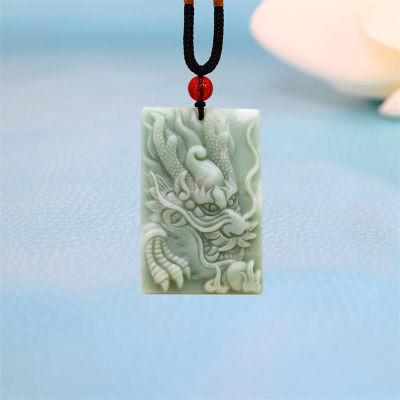 มังกรหยกจี้ออกแบบธรรมชาติ Amulets สีเขียวเสน่ห์เครื่องประดับแฟชั่นเสน่ห์จีนสร้อยคอสร้อยคอของขวัญสำหรับผู้หญิง