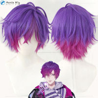 ที่มีคุณภาพสูง vtuber noctyx UKI สีม่วงคอสเพลย์วิกผม30เซนติเมตรสีม่วงไล่โทนสีกุหลาบทนความร้อนผมคอสเพลย์อะนิเมะ UKI. แท็กวิกผม