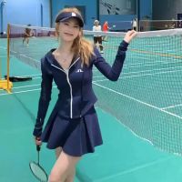 Womens Golf WearTennis Shorts New Golf Jacket Womens Comprehensive Training T-shirt+Trouser Skirt 2 Piece Set