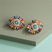 【YF】✈  JURAN New Rhinestone Hollow Enamel Evil Stud Earrings Fashion Multicolored Earring Jewelry